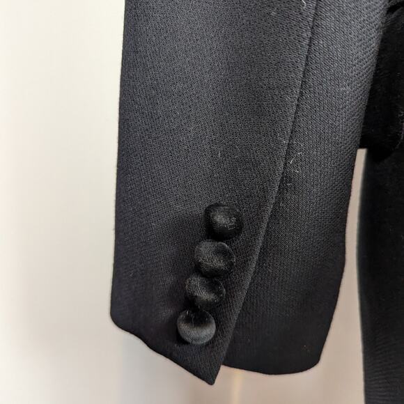 80s 90s Blazer A Line Anne Klein Velvet Trimmed Wool Blazer Black Size 2 - Picture 11 of 16